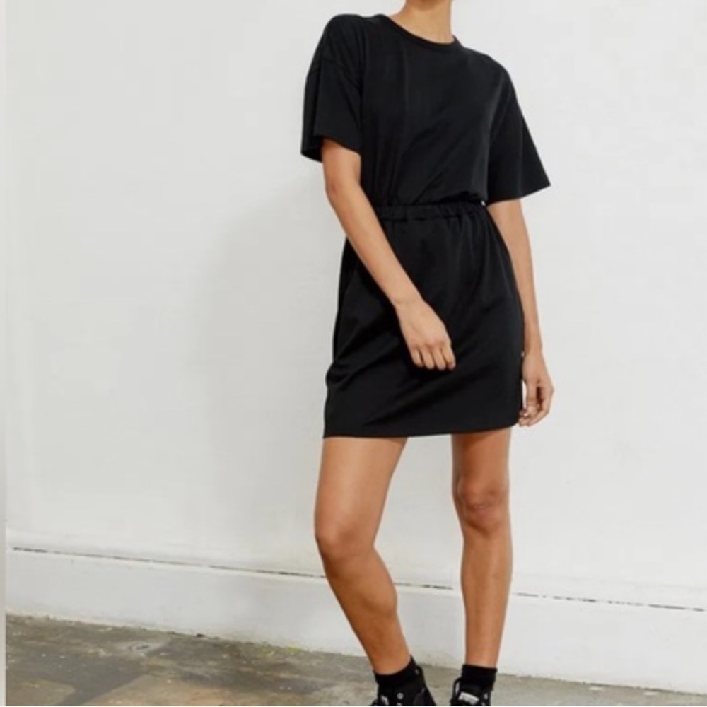 NINETY PERCENT Open-back Organic Cotton-Jersey Mini Dress Black Size XL NWT